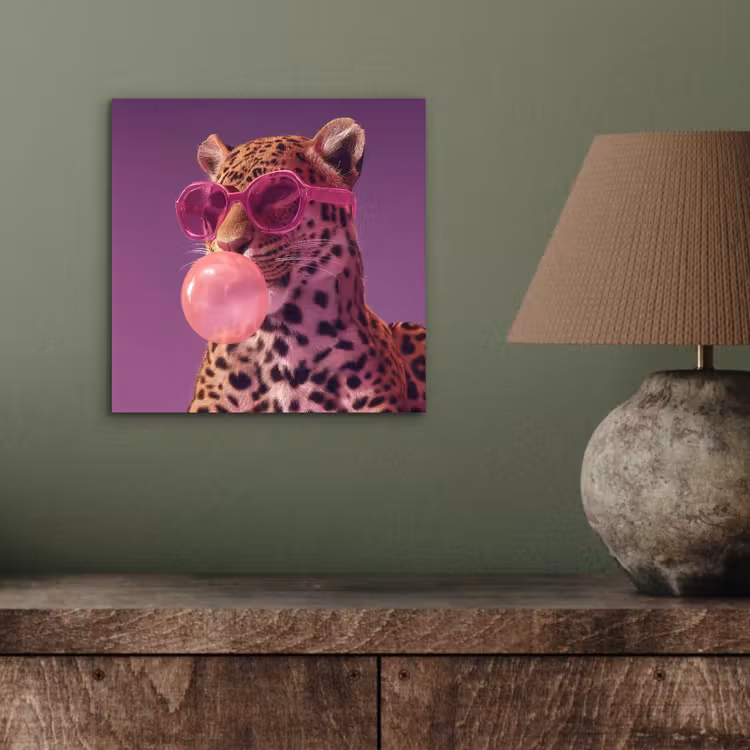 Panter - Zonnebril - Kauwgombel - Roze aluminium wit klein -sfeer2