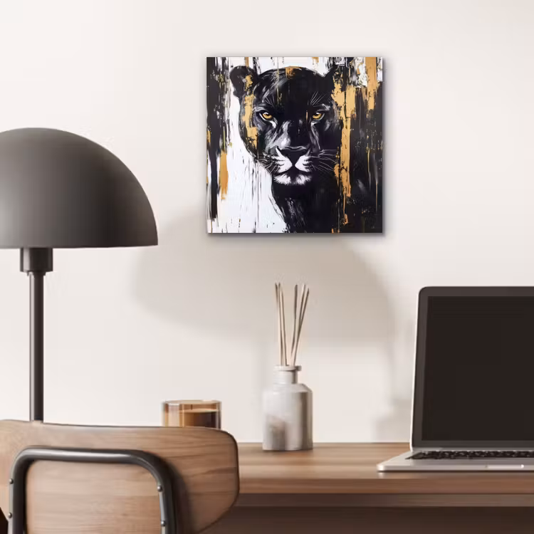 Panter - Zwart - Abstract - Verfstreken aluminium wit klein -sfeer5