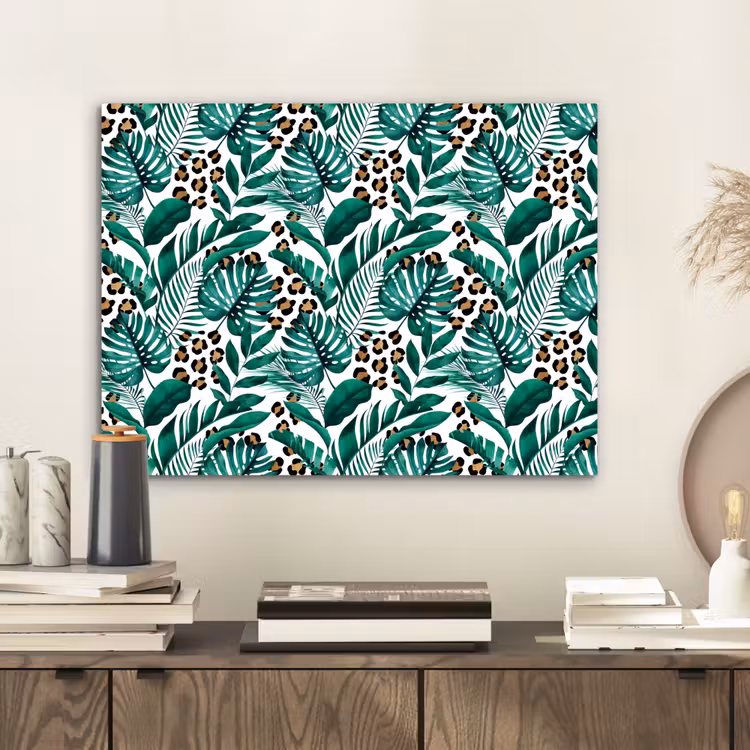 Panterprint - Bladeren - Jungle aluminium wit klein -sfeer1