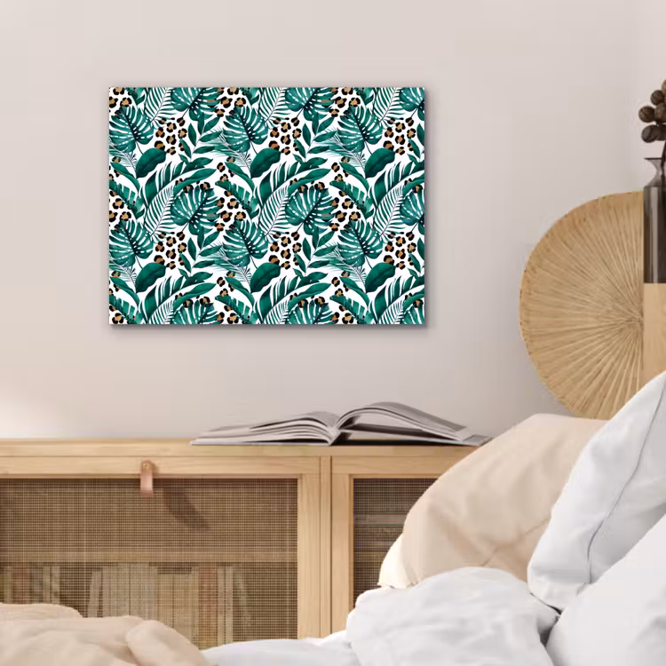 Panterprint - Bladeren - Jungle aluminium wit klein -sfeer3