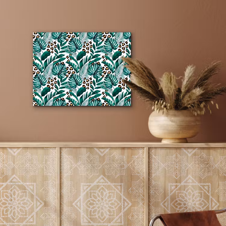 Panterprint - Bladeren - Jungle aluminium wit klein -sfeer4