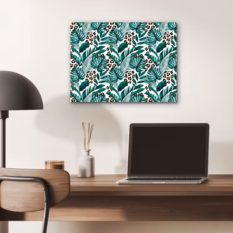 Panterprint - Bladeren - Jungle aluminium wit klein -sfeer5