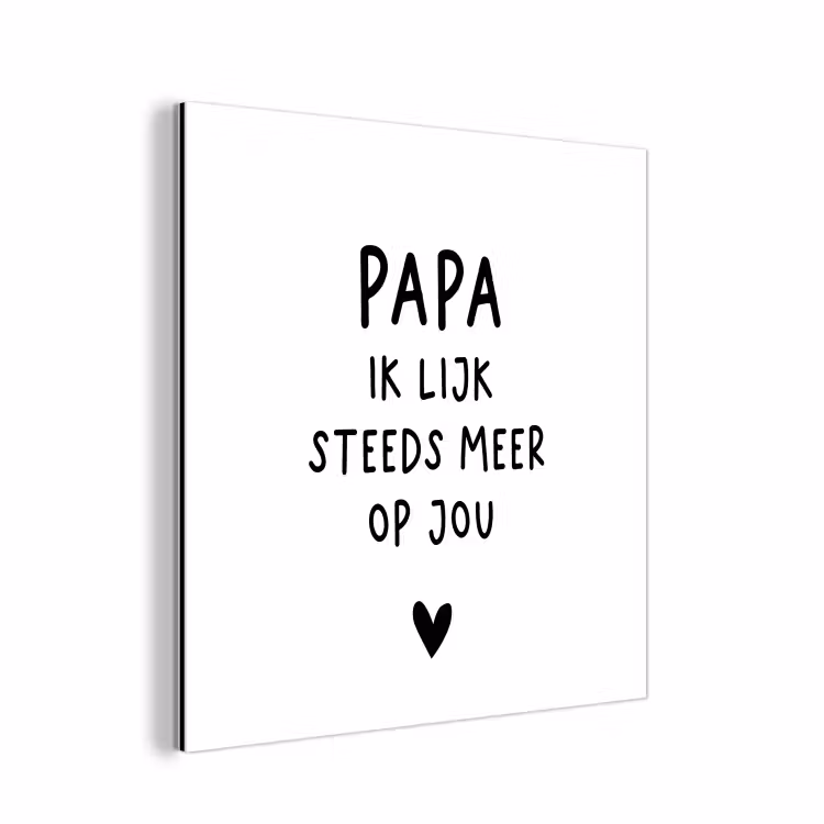 Papa - Spreuken - Stef Bos - Papa ik lijk steeds meer op jou - Quotes aluminium wit klein -3d