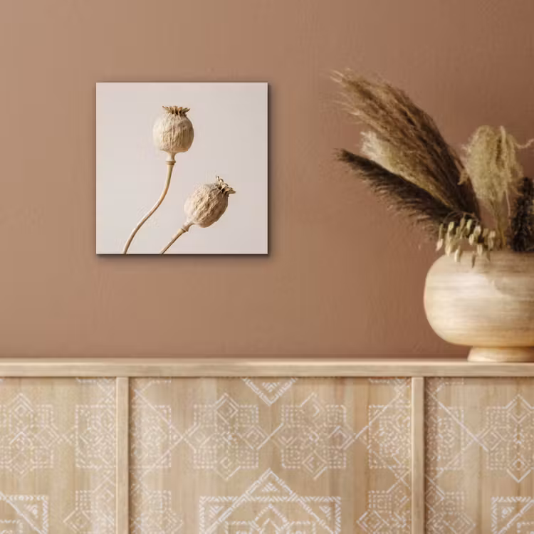 Papaverbollen - Droogbloemen - Minimalistisch - Beige - Rustig aluminium wit klein -sfeer4