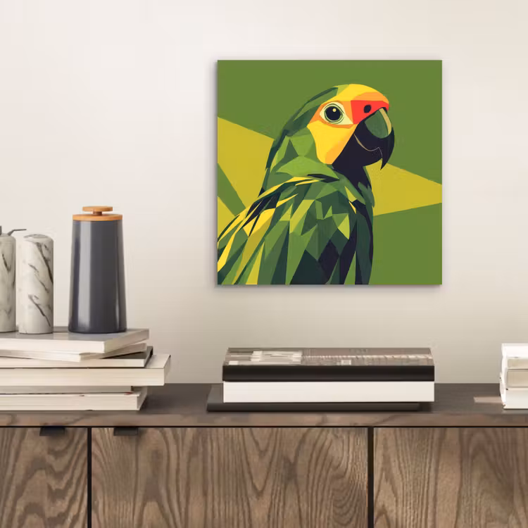 Papegaai - Groen - Snavel - Abstract aluminium wit klein -sfeer1