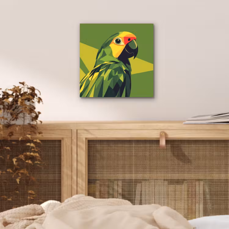 Papegaai - Groen - Snavel - Abstract aluminium wit klein -sfeer3