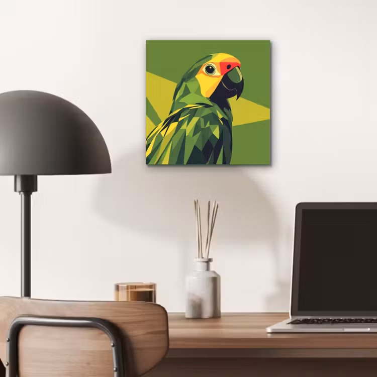 Papegaai - Groen - Snavel - Abstract aluminium wit klein -sfeer5