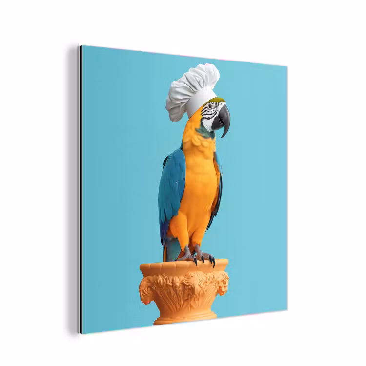Papegaai - Koksmuts - Grappig - Vogel aluminium wit klein -3d
