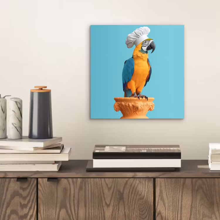 Papegaai - Koksmuts - Grappig - Vogel aluminium wit klein -sfeer1