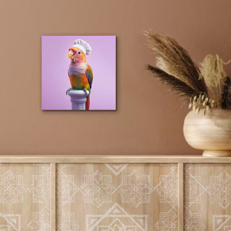 Papegaai - Koksmuts - Pilaar - Vogel aluminium wit klein -sfeer4