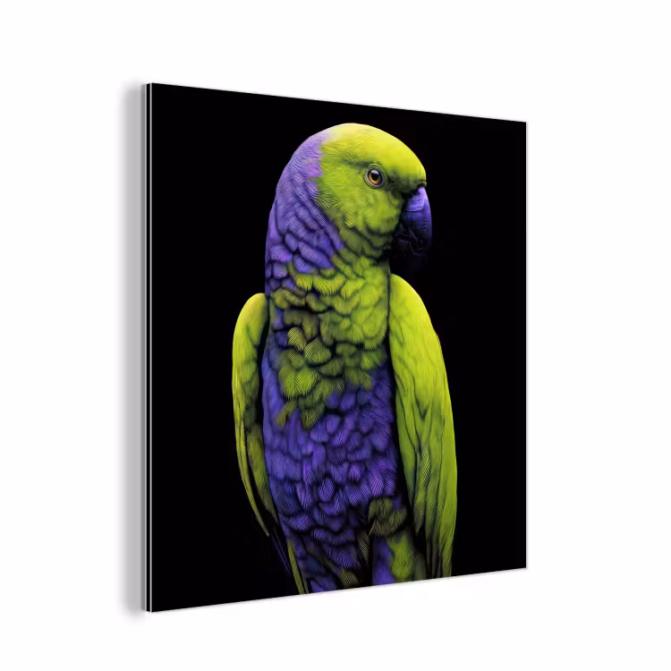 Papegaai - Veren - Opvallend - Groen aluminium wit klein -3d