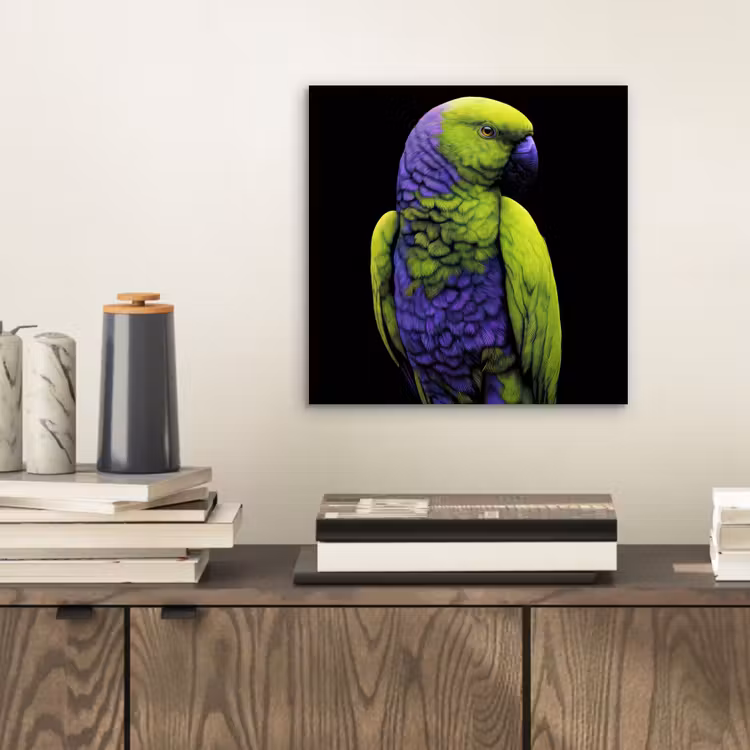 Papegaai - Veren - Opvallend - Groen aluminium wit klein -sfeer1