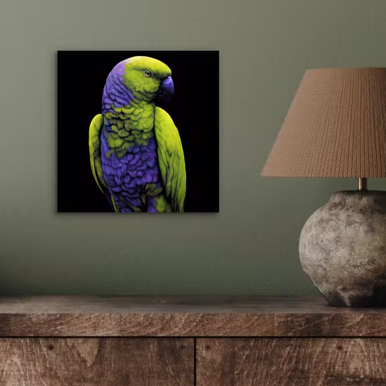 Papegaai - Veren - Opvallend - Groen aluminium wit klein -sfeer2