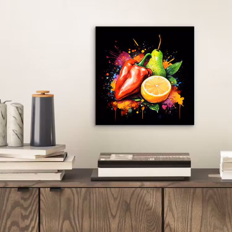 Paprika - Peer - Citroen - Graffiti - Verf - Abstract aluminium wit klein -sfeer1