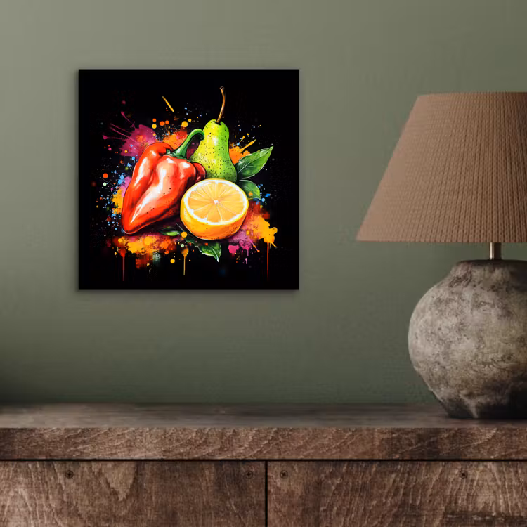 Paprika - Peer - Citroen - Graffiti - Verf - Abstract aluminium wit klein -sfeer2