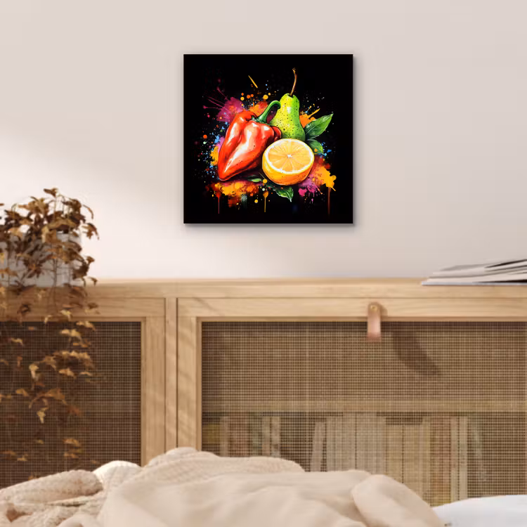 Paprika - Peer - Citroen - Graffiti - Verf - Abstract aluminium wit klein -sfeer3