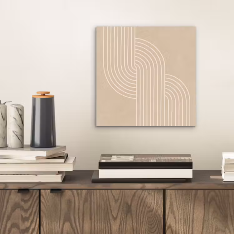 Parallelle lijnen - Lichte textuur - Beige aluminium wit klein -sfeer1
