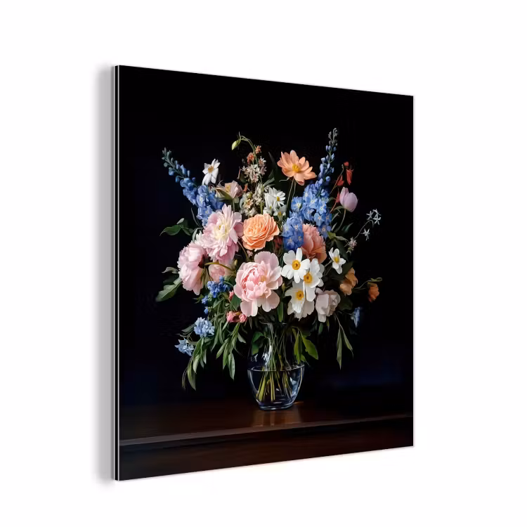 Pastel - Bloemen - Glazen - Vaas aluminium wit klein -3d