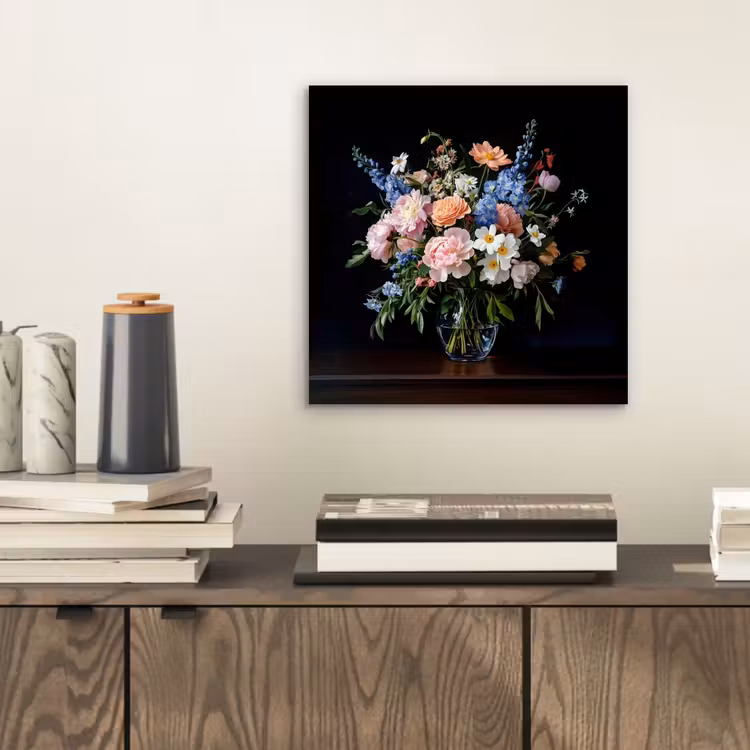 Pastel - Bloemen - Glazen - Vaas aluminium wit klein -sfeer1