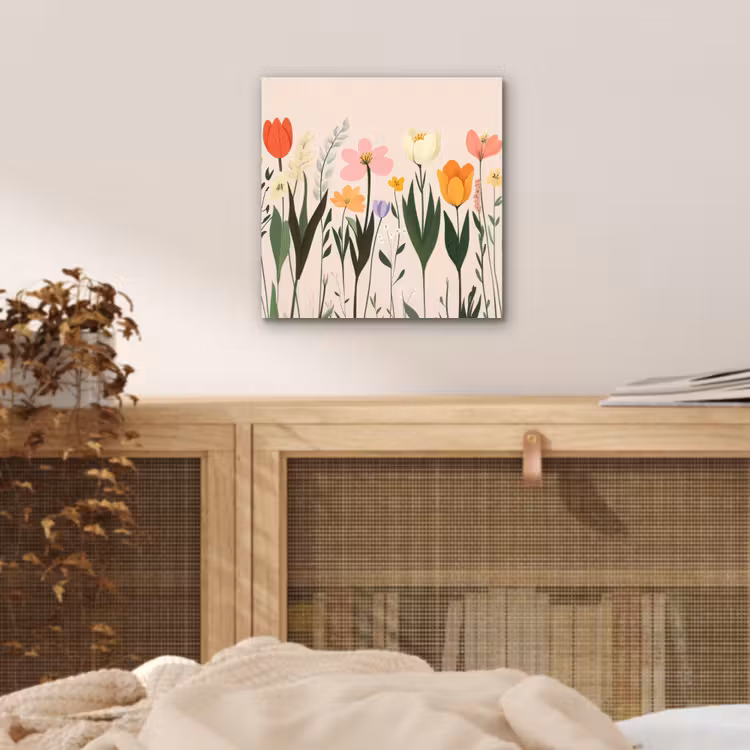 Pasteltinten - Bloemen - Illustratie aluminium wit klein -sfeer3