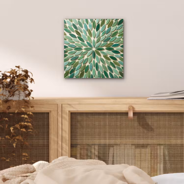 Patroon - Blad - Groen - Abstract aluminium wit klein -sfeer3