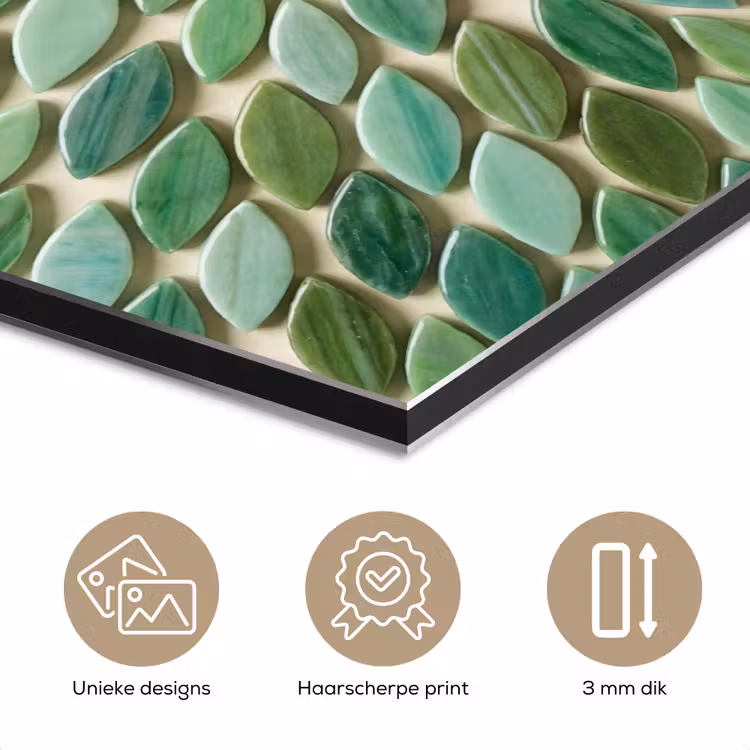 Patroon - Blad - Groen - Abstract aluminium wit klein -closeup_NL