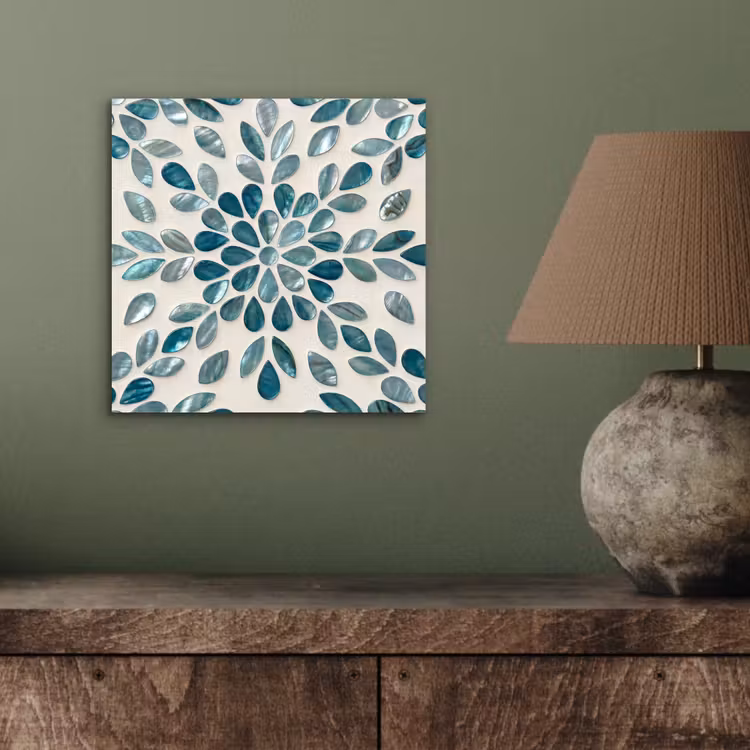 Patroon - Bladeren - Abstract - Modern - Turquoise aluminium wit klein -sfeer2