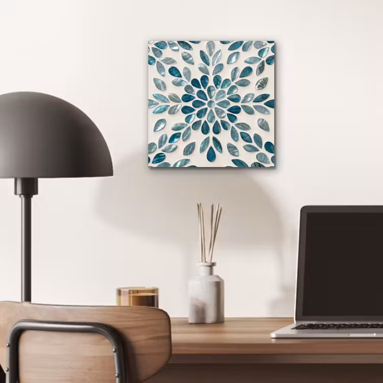 Patroon - Bladeren - Abstract - Modern - Turquoise aluminium wit klein -sfeer5