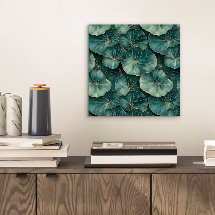 Patroon - Bladeren - Groen aluminium wit klein 46 -sfeer1