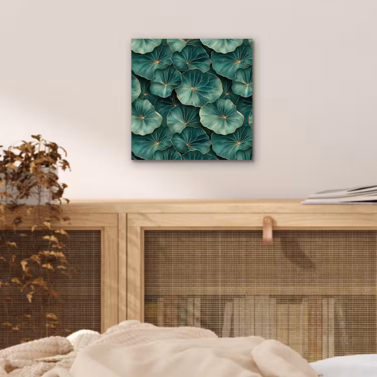 Patroon - Bladeren - Groen aluminium wit klein 46 -sfeer3
