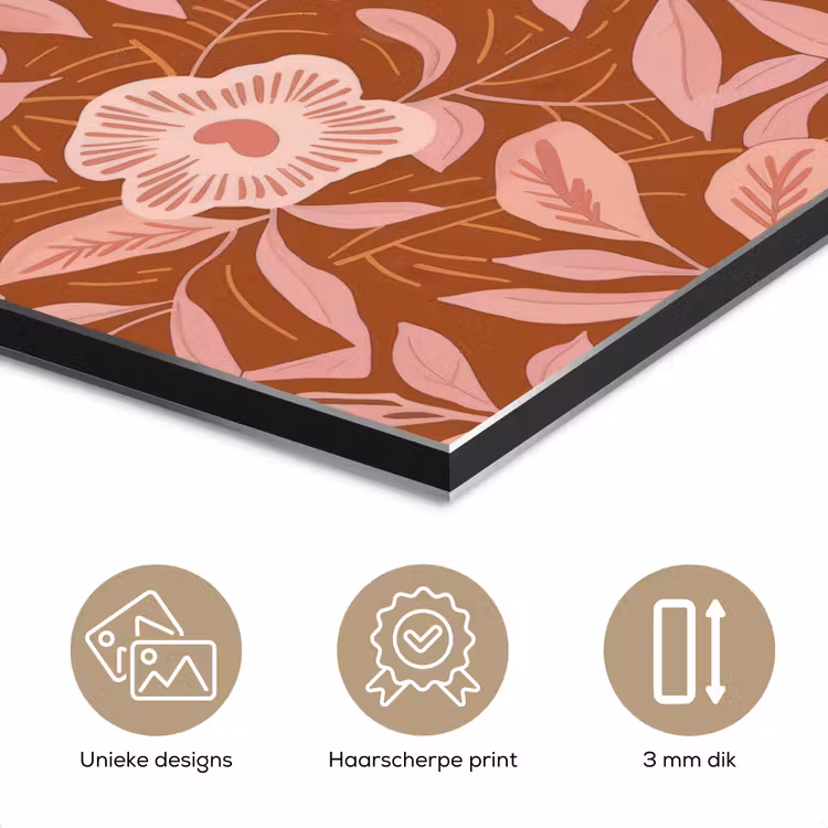 Patroon - Bladeren - Terracotta aluminium wit klein 46 -closeup_NL