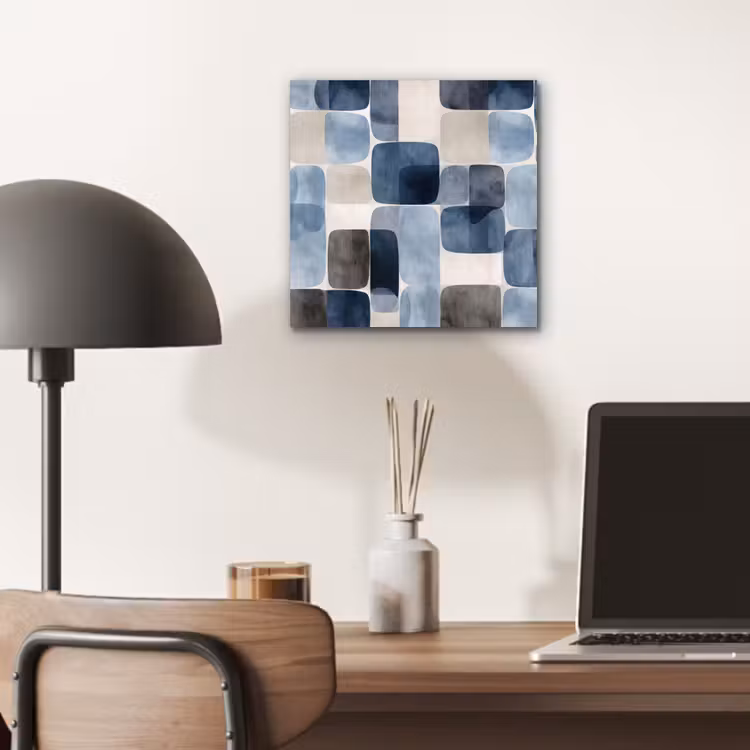Patroon - Blauw - Vierkanten aluminium wit klein -sfeer5