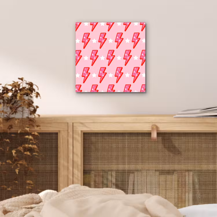 Patroon - Bliksem - Ster - Glitter - Roze aluminium wit klein -sfeer3