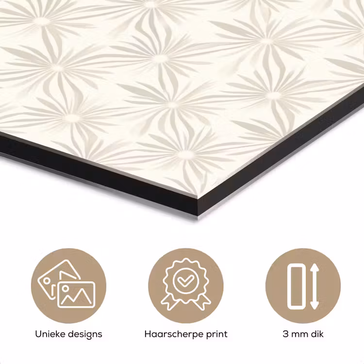 Patroon - Bloemen - Beige aluminium wit klein 46 -closeup_NL