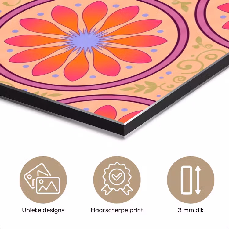 Patroon - Bloemen - Decoratief - Kleurrijk - Modern aluminium wit klein -closeup_NL