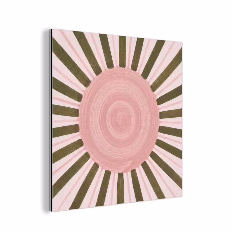 Patroon - Cirkel - Stralen - Abstract - Roze aluminium wit klein -3d