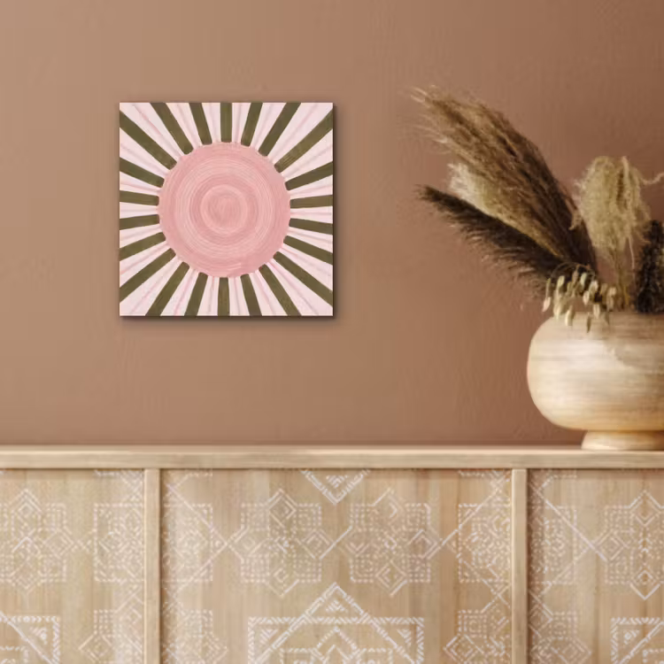 Patroon - Cirkel - Stralen - Abstract - Roze aluminium wit klein -sfeer4