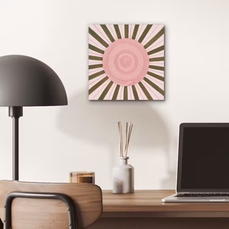 Patroon - Cirkel - Stralen - Abstract - Roze aluminium wit klein -sfeer5