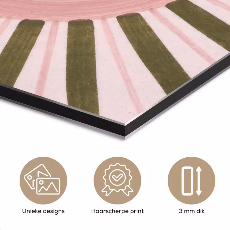 Patroon - Cirkel - Stralen - Abstract - Roze aluminium wit klein -closeup_NL