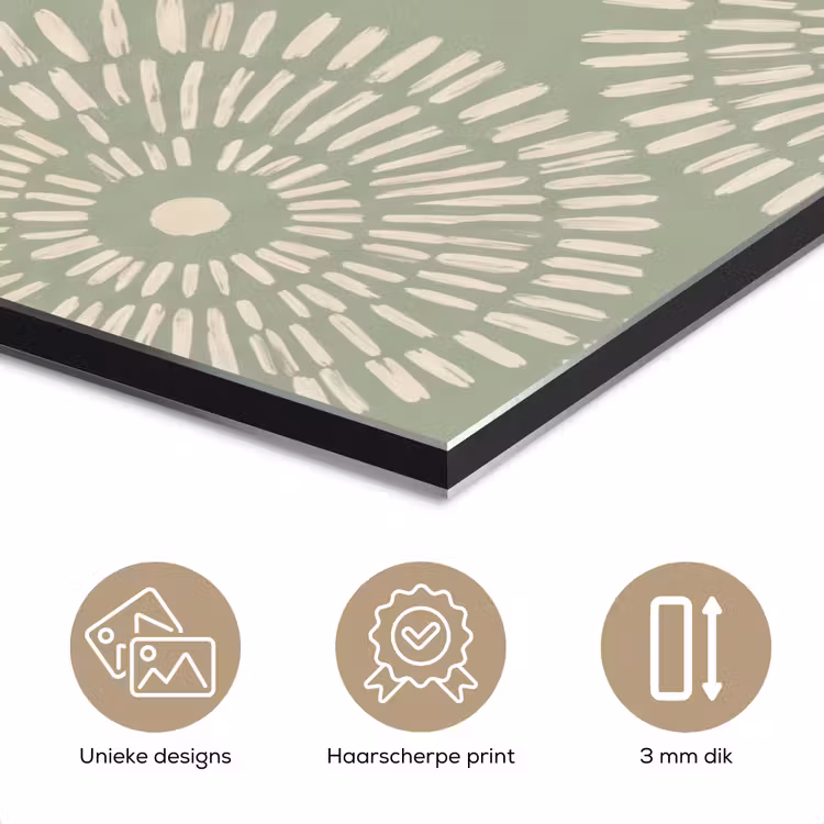 Patroon - Cirkels - Abstract - Modern - Groen aluminium wit klein -closeup_NL