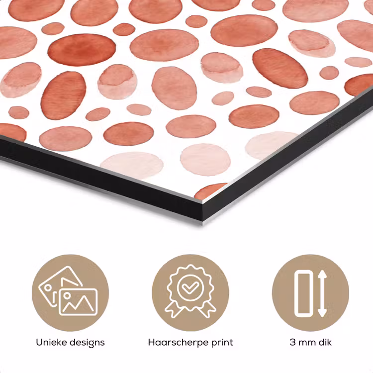 Patroon - Cirkels - Abstract - Modern - Rood aluminium wit klein -closeup_NL