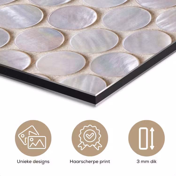 Patroon - Cirkels - Abstract - Modern - Wit aluminium wit klein -closeup_NL
