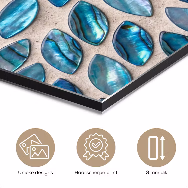 Patroon - Glans - Abstract - Blauw - Decoratie aluminium wit klein -closeup_NL