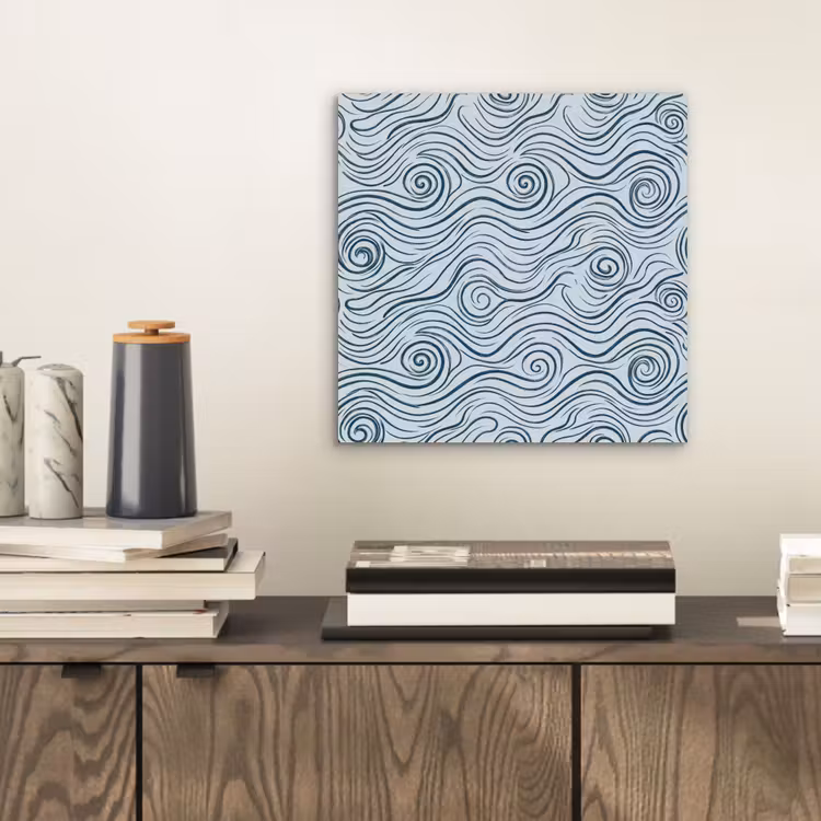 Patroon - Golven - Abstract - Modern - Blauw aluminium wit klein -sfeer1