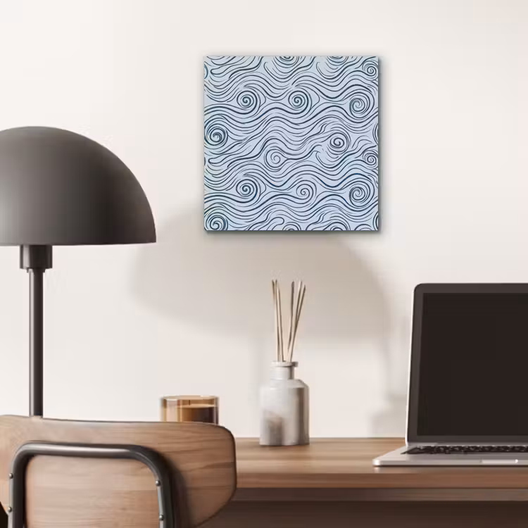 Patroon - Golven - Abstract - Modern - Blauw aluminium wit klein -sfeer5
