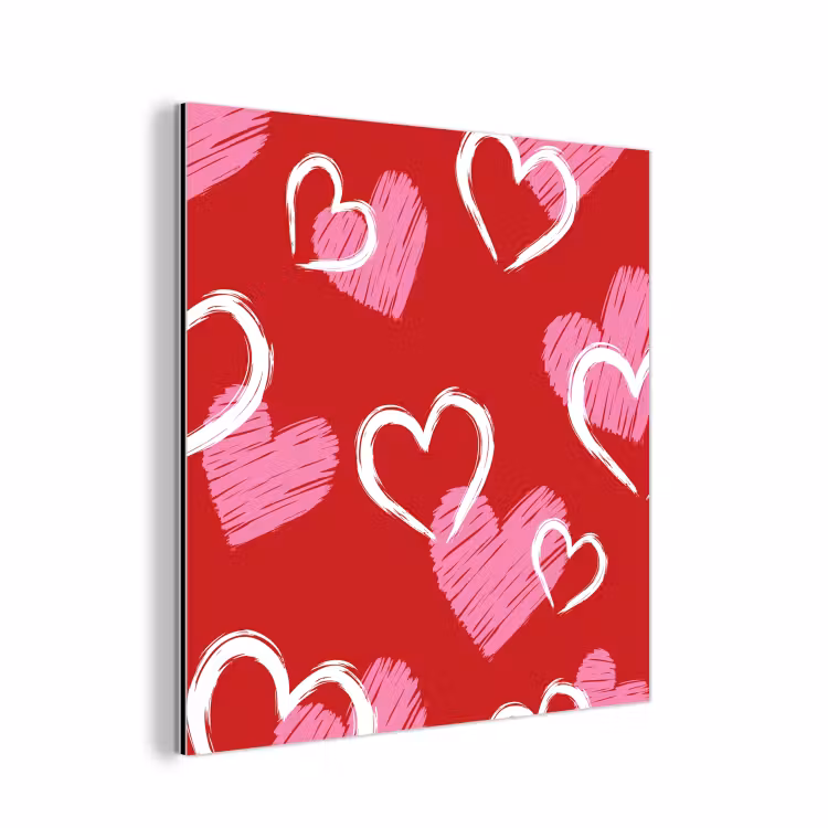 Patroon - Hartjes - Roze - Valentijn aluminium wit klein -3d