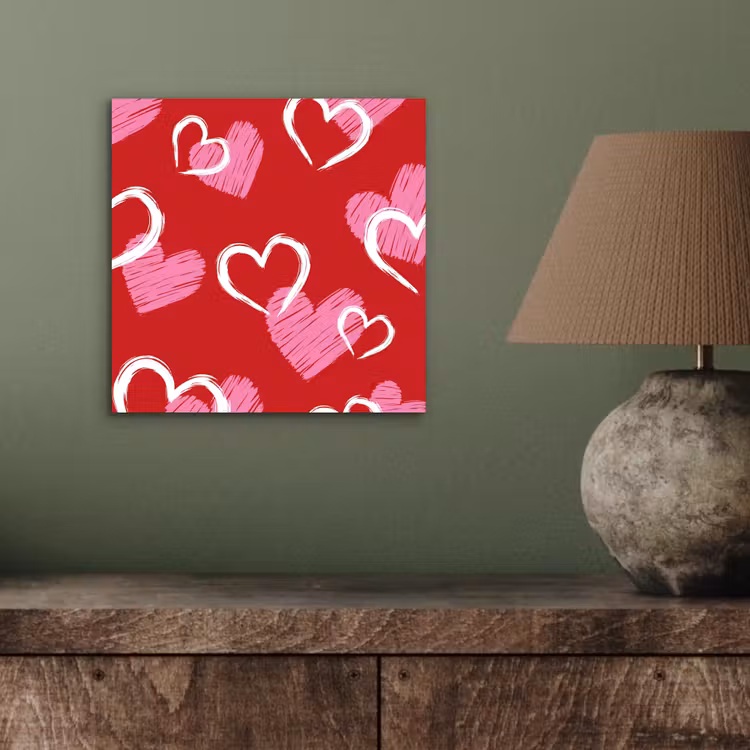 Patroon - Hartjes - Roze - Valentijn aluminium wit klein -sfeer2