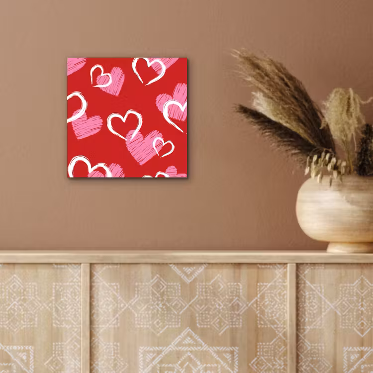 Patroon - Hartjes - Roze - Valentijn aluminium wit klein -sfeer4