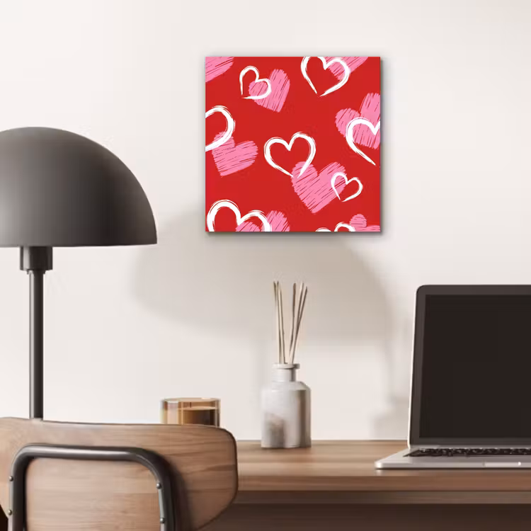 Patroon - Hartjes - Roze - Valentijn aluminium wit klein -sfeer5