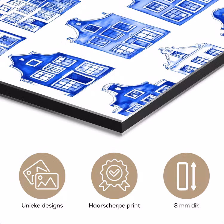 Patroon - Huizen - Blauw aluminium wit klein 46 -closeup_NL